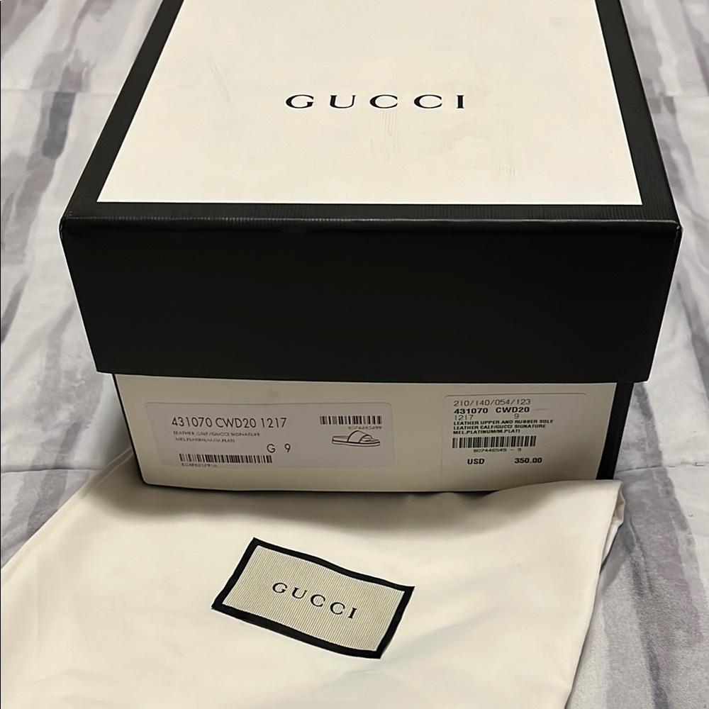 Gucci Gray Slide Sandals. Size 9. Original box/dust bags included - Picture 5 of 5